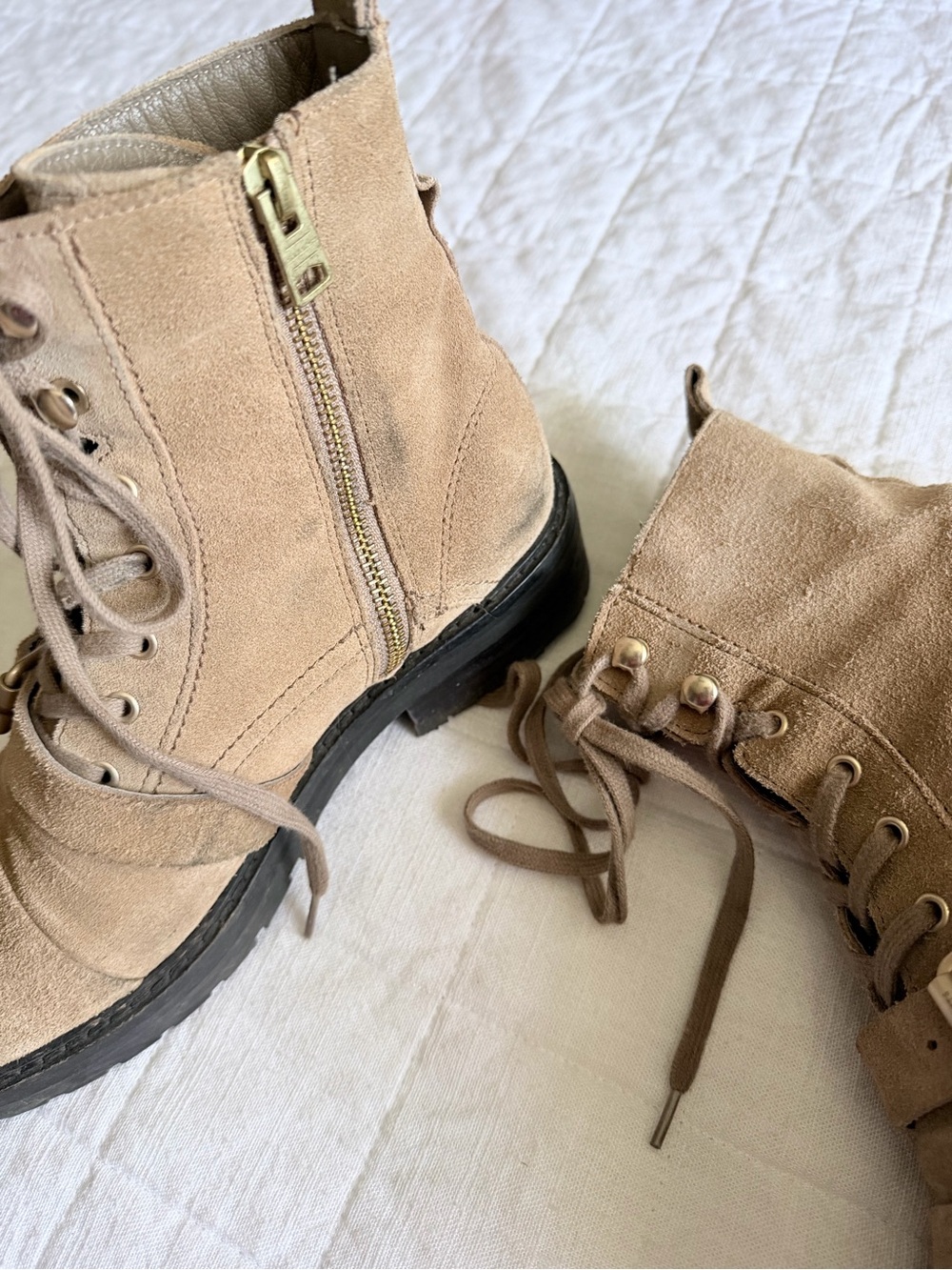 All Saints Women’s Suede Lace-Up Combat Boots in Tan - Picture 5 of 5